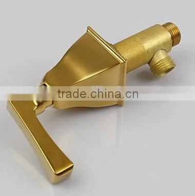 Modern Widespread Bathroom Three Holes Sink Faucet in Gold With Double Handles photo-2