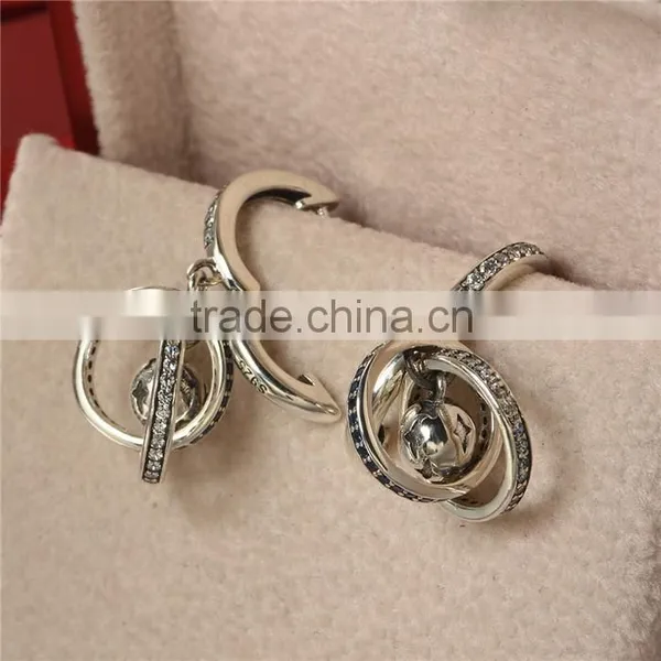New Design Silver Jewelry Round Shaped Spinel World Globe Fashion Earrings photo-4