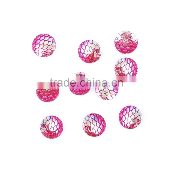 DIY 10mm/12mm ab Color Flat Back Cabochon Fish Scale Resin/plastic/acrylic Cheap Beads photo-5