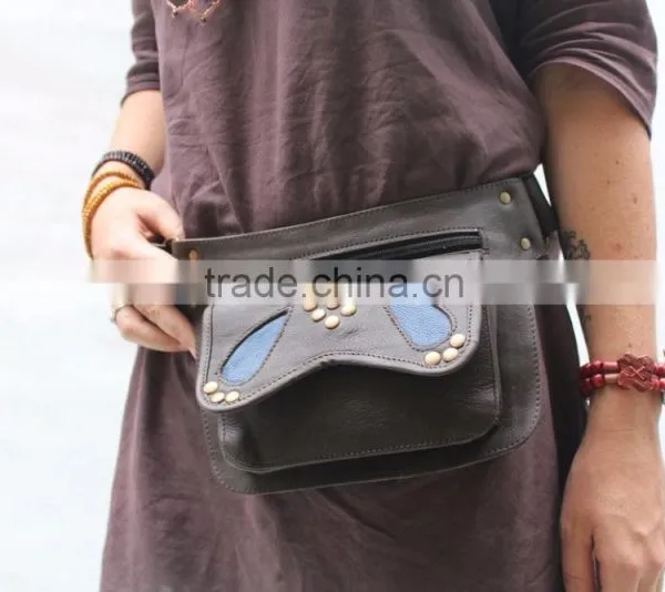 Women Wide Waist Band Leather Pouch Leather Utility Belts With Pockets photo-3