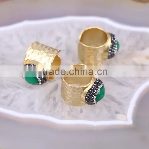 Green Malaysian Jade Rings, Gold Plated Metal Brass Gemstone Druzy Ring, Fashion Jade Stone Jewelry Gold Plated Druzy Ring photo-3