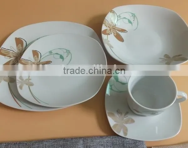 Elegance Porcelain Ceramic Square Dinner Sets Porcelain Tableware Dinnersets With Nice Flower Crockery Items Dinnerware Sets
