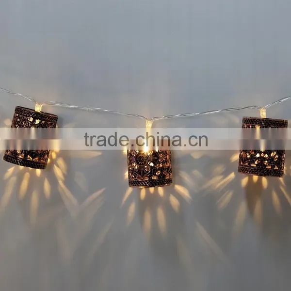 10 LED Warm White Retro Vintage Metal Lantern Lamp Solar Fairy String photo-3