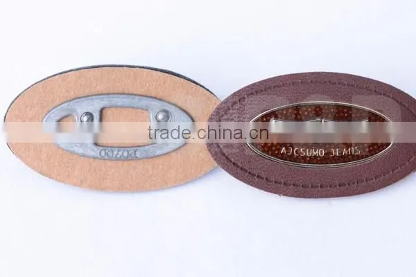 Oval Epoxy Custom Logo Down Jeans Leather Label for Jeans photo-2