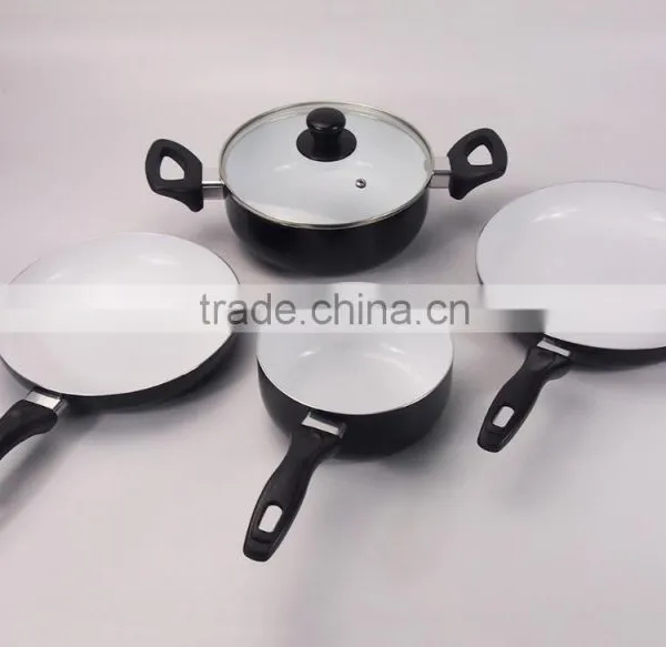 5Pcs Black Cooking Pot Ceramic Non-Stick Coating Aluminum Cookware Set photo-2