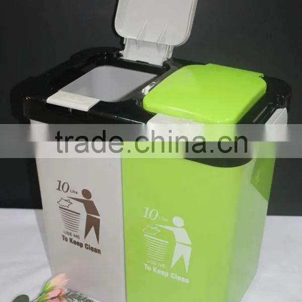 Colourful 2 Compartment 10 Liter Plastic Dustbin. Suitable to be Used as Office Dustbin, Toilet Dustbin, Sanitary Dustbin photo-4