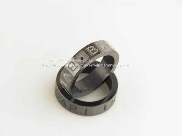 Letter Ceramic Ring Black Superior Ceramic Wedding Rings photo-4