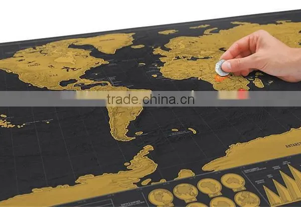 CT-750 Travel World Map Hard Paper Travel Map Small Black Mini Map Black Luxury photo-2