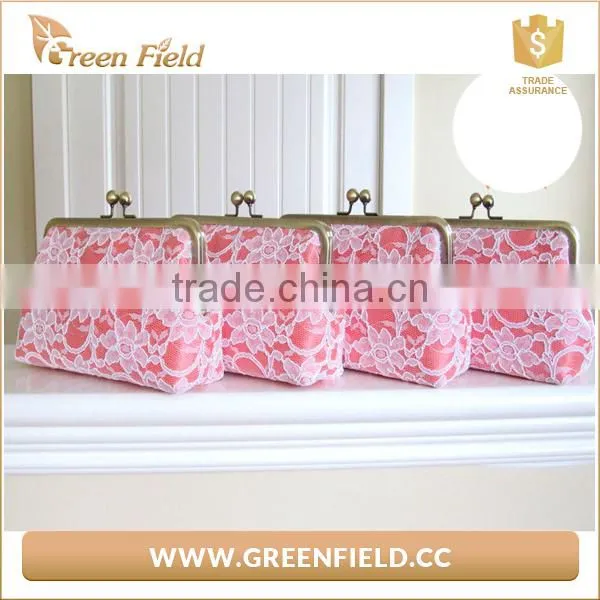 Popular Woven Pink Lace Lady Clutch Bag Dinner Party Handbag photo-5