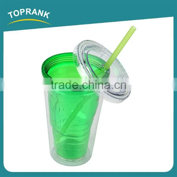 Customized Logo Clear Insulated Plastic Drinking Tumbler Double Wall Plastic Tumbler With Straw photo-2