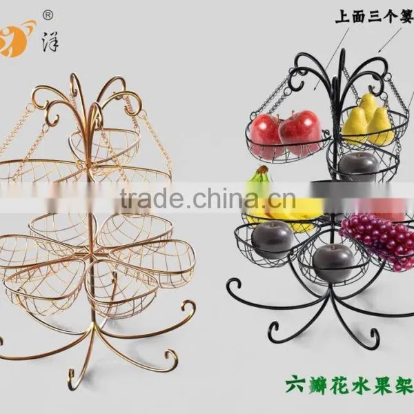 2016 Kitchen Storage Organizer Hot Sale Metal Hanging 3 Tier Fruit Basket Stand photo-2
