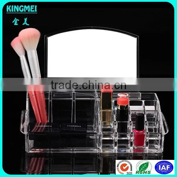 Acrylic Cosmetics Display Stand With Make Up Mirror for Mall Shelf photo-3