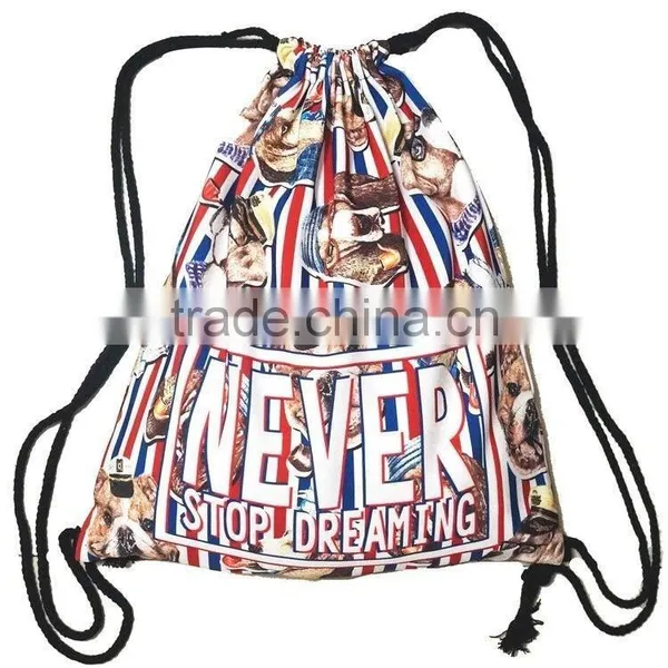 GYM Backpack Drawstring Bucket Shoulders Travel Bag Many Dogs photo-3