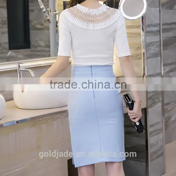 The New Korean Front Slit Skirt Was Thin Step Package Career Skirt Summer Bust Elastic Step Skirt photo-4