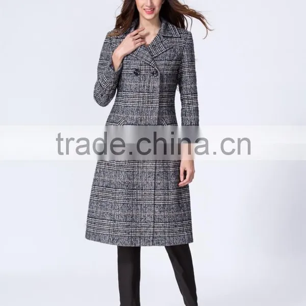 High Quality Low MOQ Fabulous Newest Fashion Design Grey Color Midi Length Women Coats Winter 2015 photo-5