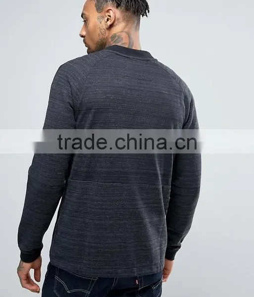 2017 High Quality New Design Durable Baseball Collar 100% Polyester Sweat Black Casual Men Sport Running Bomber Jacket photo-2