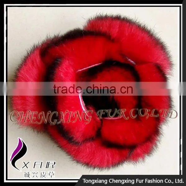 CX-A-39 Wholesale Custom Best Quality Rex Rabbit Fur Hand Made Flower Brooch Pin photo-6