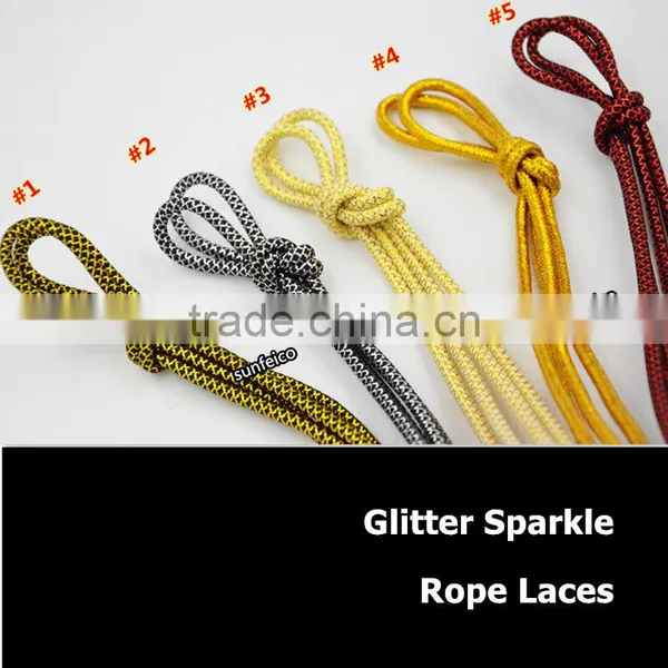 Custom Novelty Round Metallic Gold Bling Rainbow Glitter Shoelace~Fully Gloden Sneakers Laces~Retail Packaging~Amazon Supplier photo-6