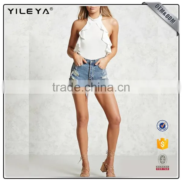 2017 New Fashion One Piece Ruffle High-Neck Bodysuit