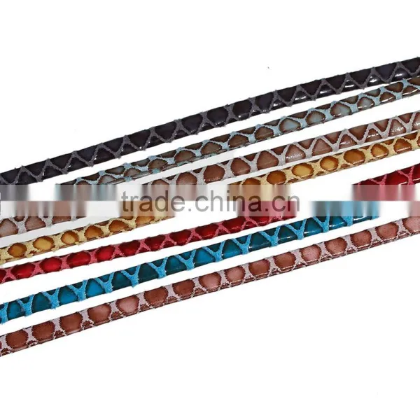 Blue Snakeskin Pattern Flat PU Leather Cord photo-2