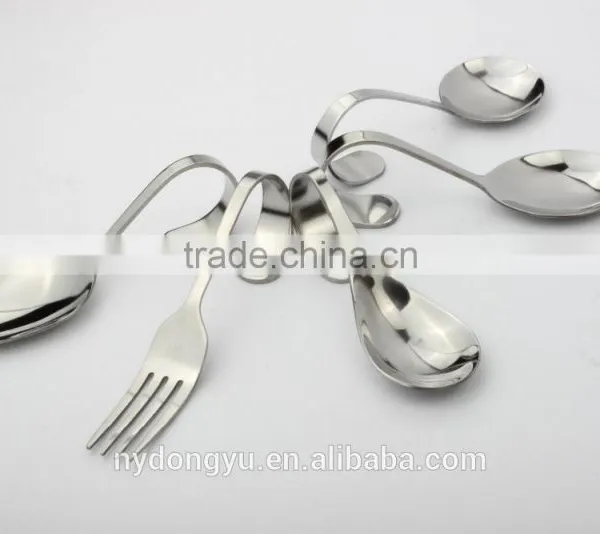 Titanium Creative Stainless Steel Spoon Fork /gmi Bent Handle Titanium Plate Fork Spoon / Fancy Dinnerware photo-5