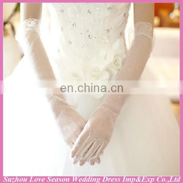 WG0001 New Arrival Simple Long Tulle Arm Covered Wedding Bridal Gloves