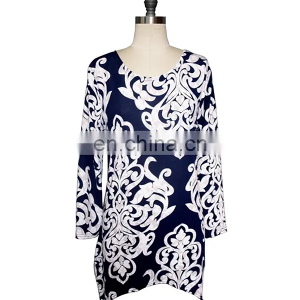 Long Sleeves Plus Size White Floral Print Tunic For Old Women photo-3