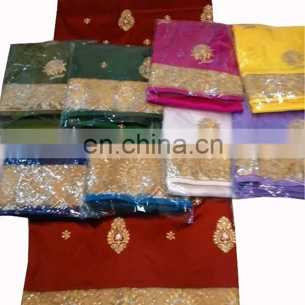 Stones Handwork Nigerian African New Design 100 % Raw Silk George Fabric Wrapper photo-2