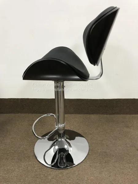 Modern Leather Cushion Plywood Backrest Bar Chair photo-4