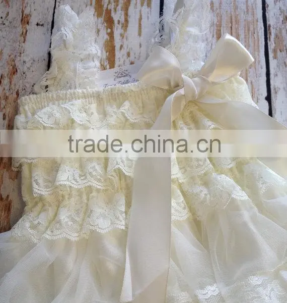 New Design Ivory Petti Lace Ruffle Dress , Baby Dress Pattern Flower Girl photo-3