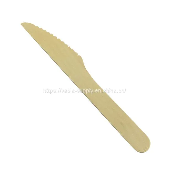 Compostable and Biodegradable Individually Wrapped Wooden Knife16.5cm for Travel FSC Birch Wood photo-2
