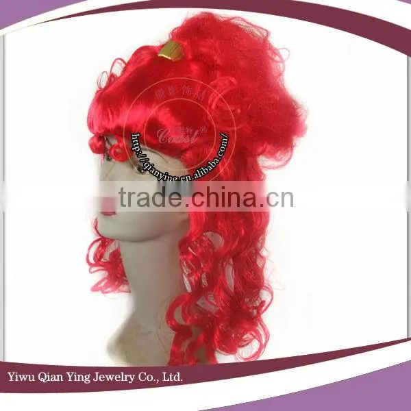 Fashion Ladies Bright Red Curly Carnival Wig Wholesale photo-2
