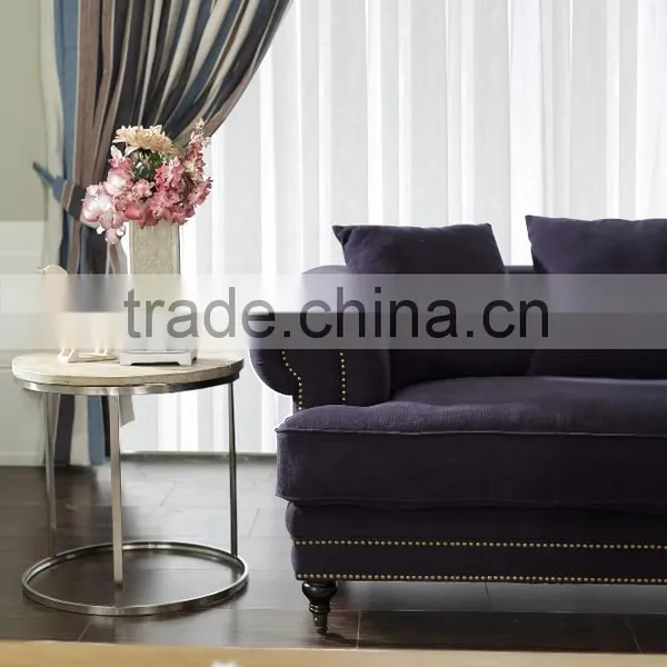 Stone Washed One Hundred Percent Linen Round Arm Three Seat Sofa photo-2