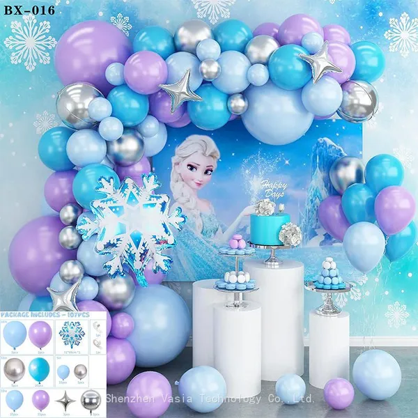 Bulk Snowflake Foil Balloon Sets - Blue/Lavender, for Snow Princess Themed Birthday Parties photo-5