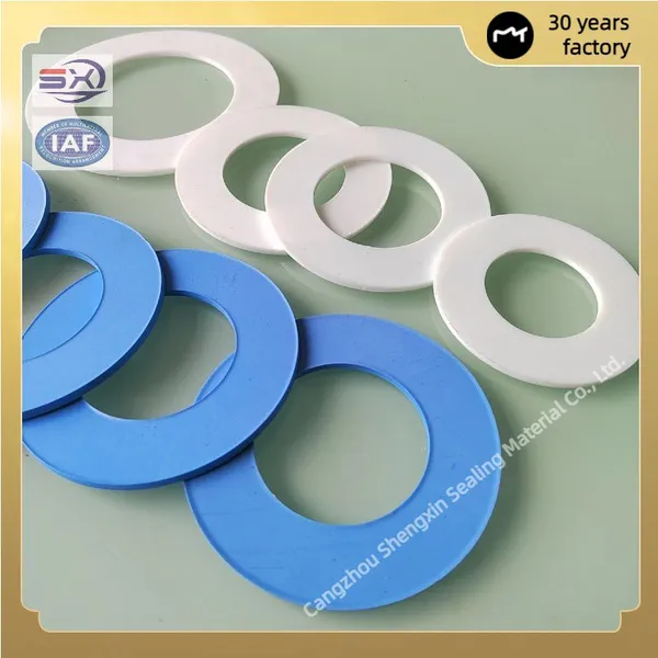 Customized Non-Standard Flange Sealing White and Blue PTFE O-Ring Gaskets photo-4