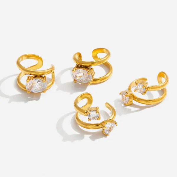 C-Shaped Gold Plated Stainless Steel Hoop Earrings for Unisex Wear photo-5