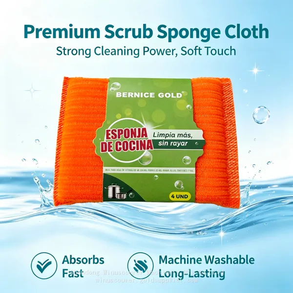 4 Pack Pastel Dual Sided Kitchen Sponges Non-Scratch Absorbent Dish Washing Scrub Pads for Pots Pans photo-3
