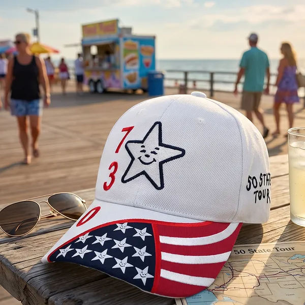 Wholesale Patriotic Theme Campaign Star Pattern Embroidered Hat White Twill Commemorative Baseball Cap photo-2
