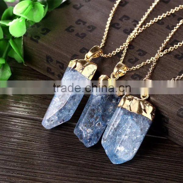 Nice Irregular Shaped Blue Stone Necklace, Natural Stone Statement Necklace photo-5