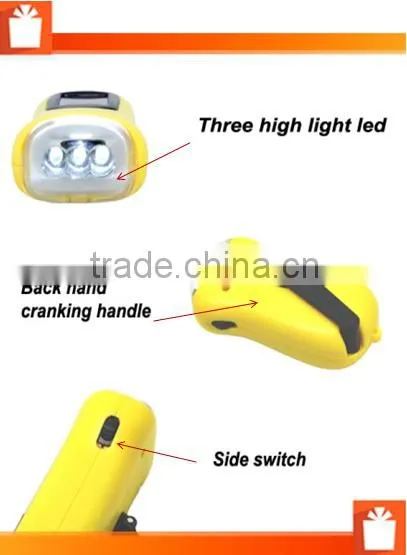 (130044) Emergency Mini Solar Hand Crank Dynamo Flashlight With 3 Led photo-4