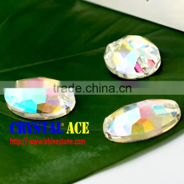 Oval Crystal AB and Crystal Flat Back Sew on Crystal Strass photo-2
