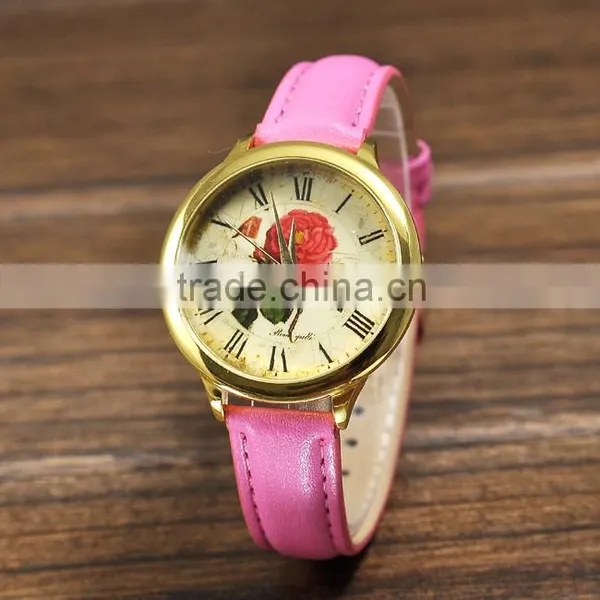 Printed Flower Watch Ladies and Girls Floral Watches Quartz Movement photo-5