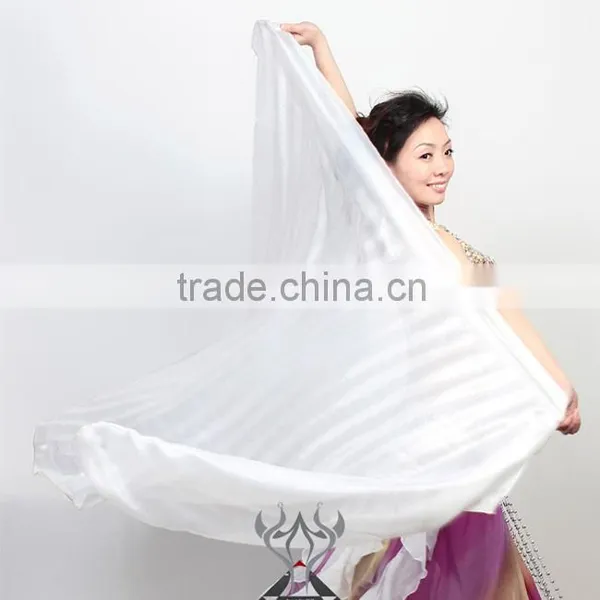 Dance Veil 30D Imitate Silk White Lady Sexy Belly Dance Silk Fan Veil