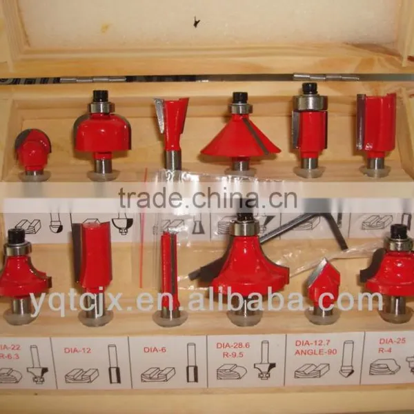 TC-012B DIY Market Hand Tool Parts 12PCS TCT Router Bit Set For Wood Cutting photo-2