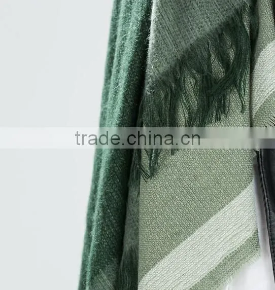 Green Tassel Fringe ,Oversize Tartan Pashmina Scarf. Striped Tartan Scarf,Tartan Pashmina Scarf, photo-5