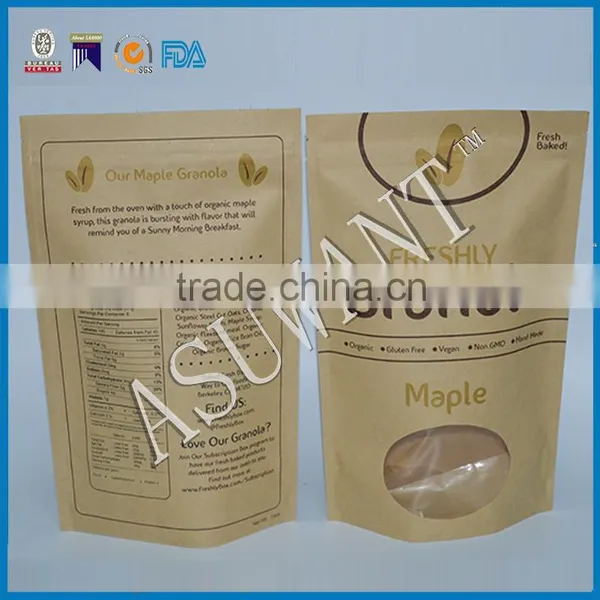 Custom Making Special Window Kraft Paper Brown Bag Printed Paper Kraft Bag Logo for Fruit Chips photo-4
