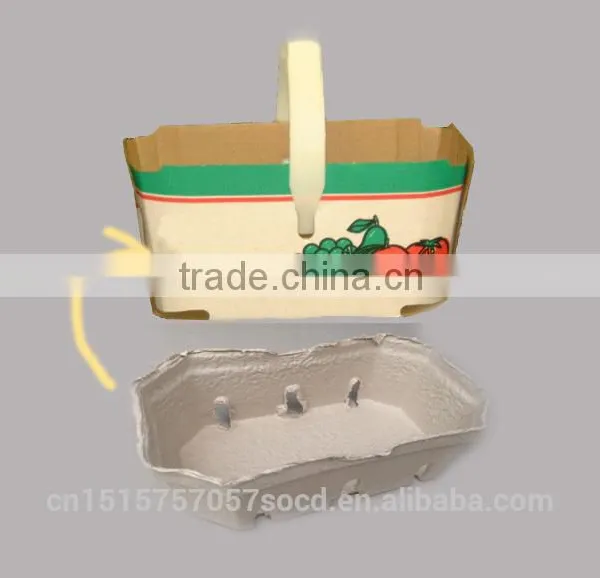 Plastic Handle Molded Pulp Fruit Basket Container Box