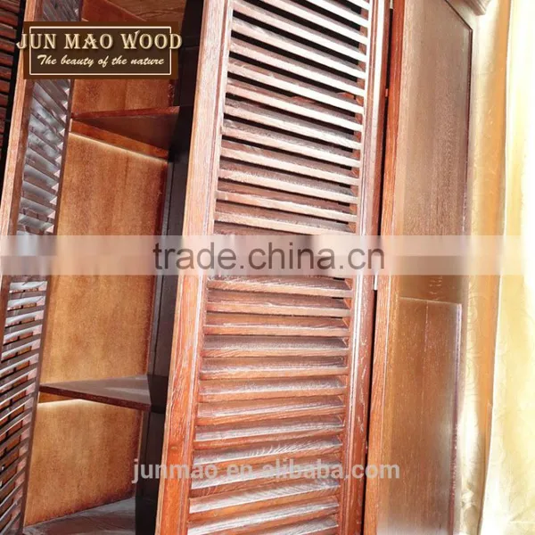 Solid Wooden Design Four Shutters Cabinet Oak Wall Wardrobes Bedroom photo-4