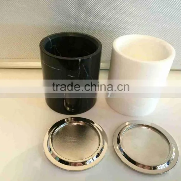 Black Marquina Large Candle Vessel, Large Marble Candle Jars photo-6