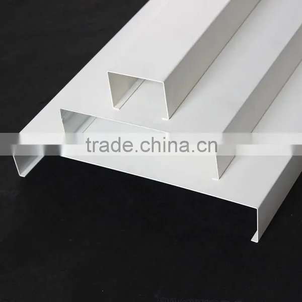 White Interior Decorative Ceiling Aluminum Strip Baffle Ceiling Panel B Shaped